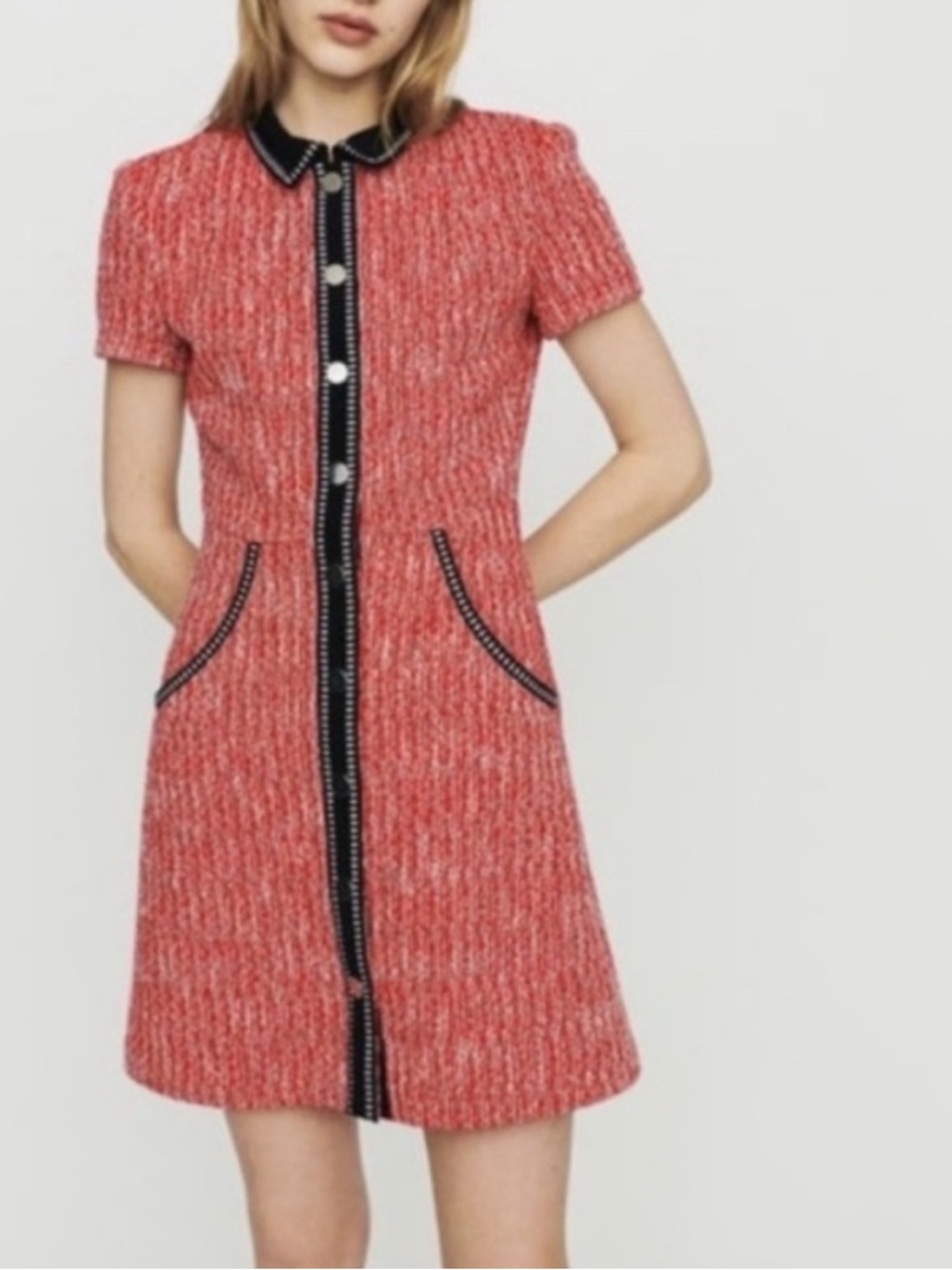 Maje Renati Tweed Red/Black
Mini Dress Size 36/ US 4